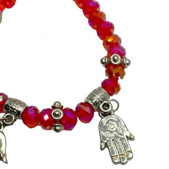 Hamsa AB Crystal Stretch Bead Beaded Bracelet - Picture 3 of 3